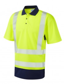 Leo Mortehoe Dual Colour Coolviz Plus Polo Shirt Yellow/Navy